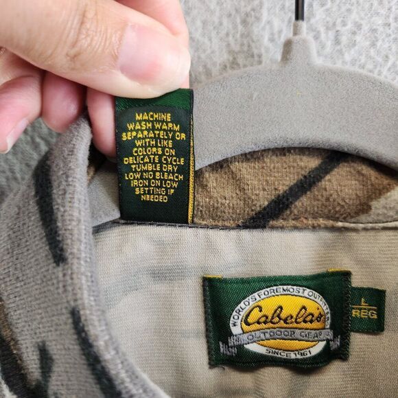 Vintage Cabelas Shirt Mens L Predator Camo Chamois Fleece Hunting Spooky 90s Vtg - Picture 10 of 12